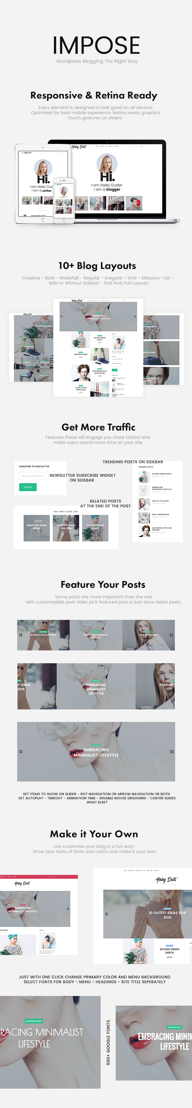 impose blog theme features